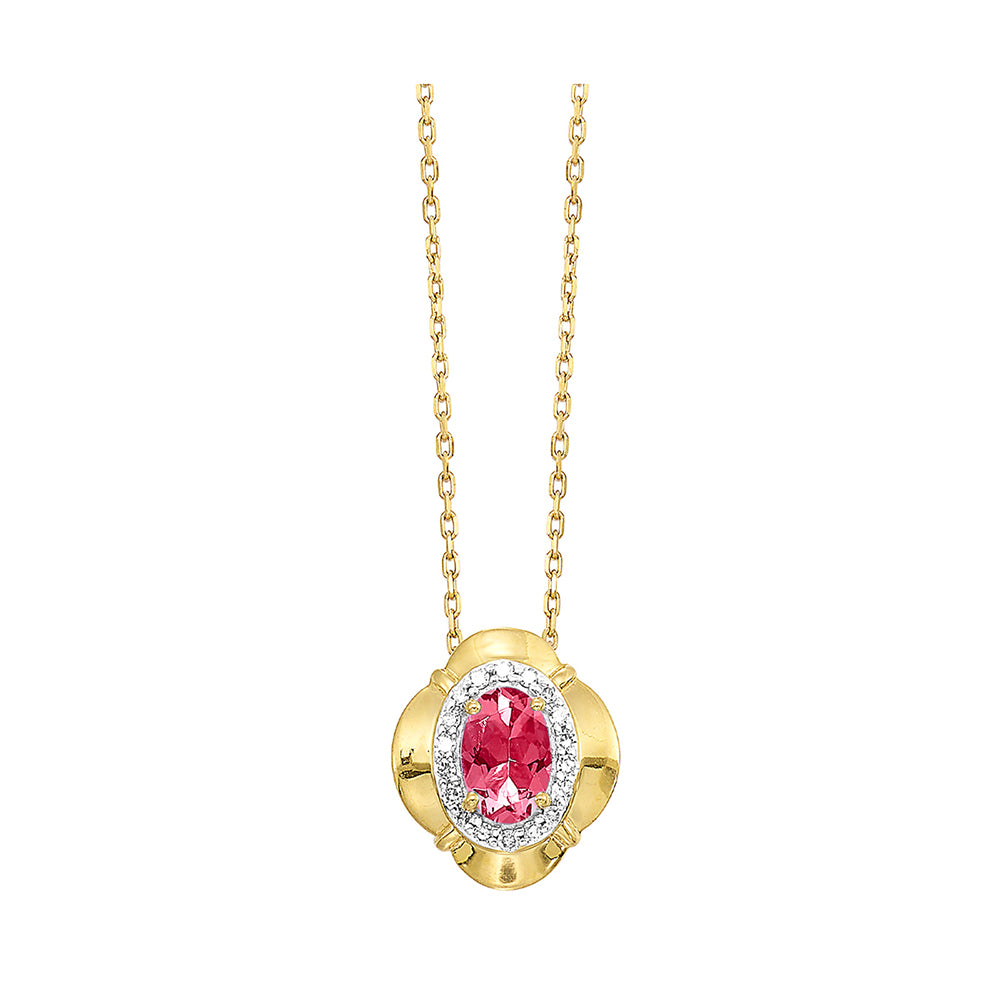 10Kt Yellow Gold Diamond 1/15Ctw & Ruby 1/2Ctw Pendant