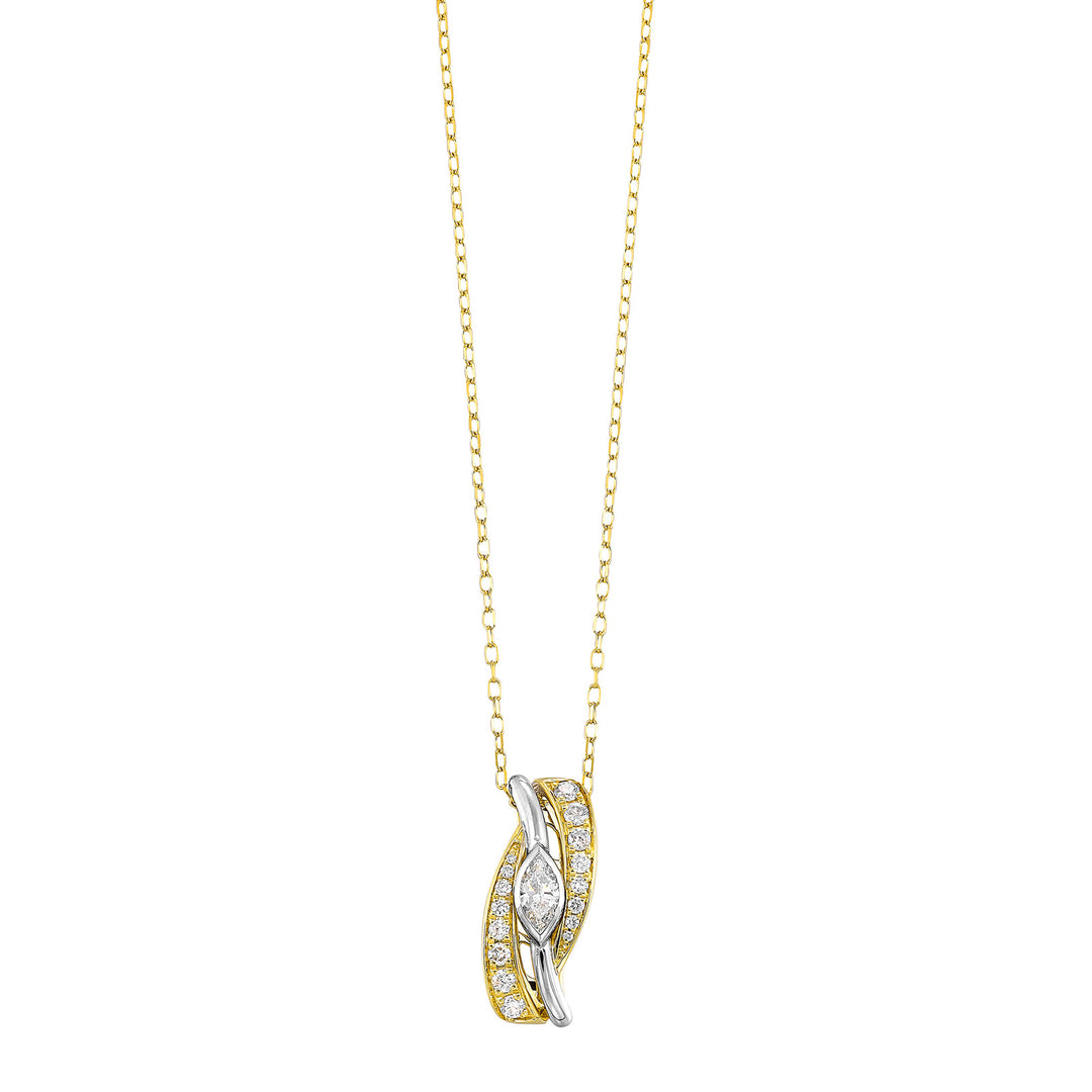 14Kt White Yellow Gold Diamond 1/2Ctw Pendant