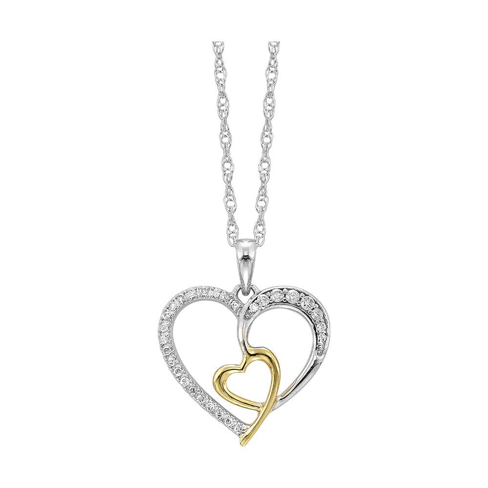 Gold Silver White Yellow Diamond 1/7Ctw Pendant