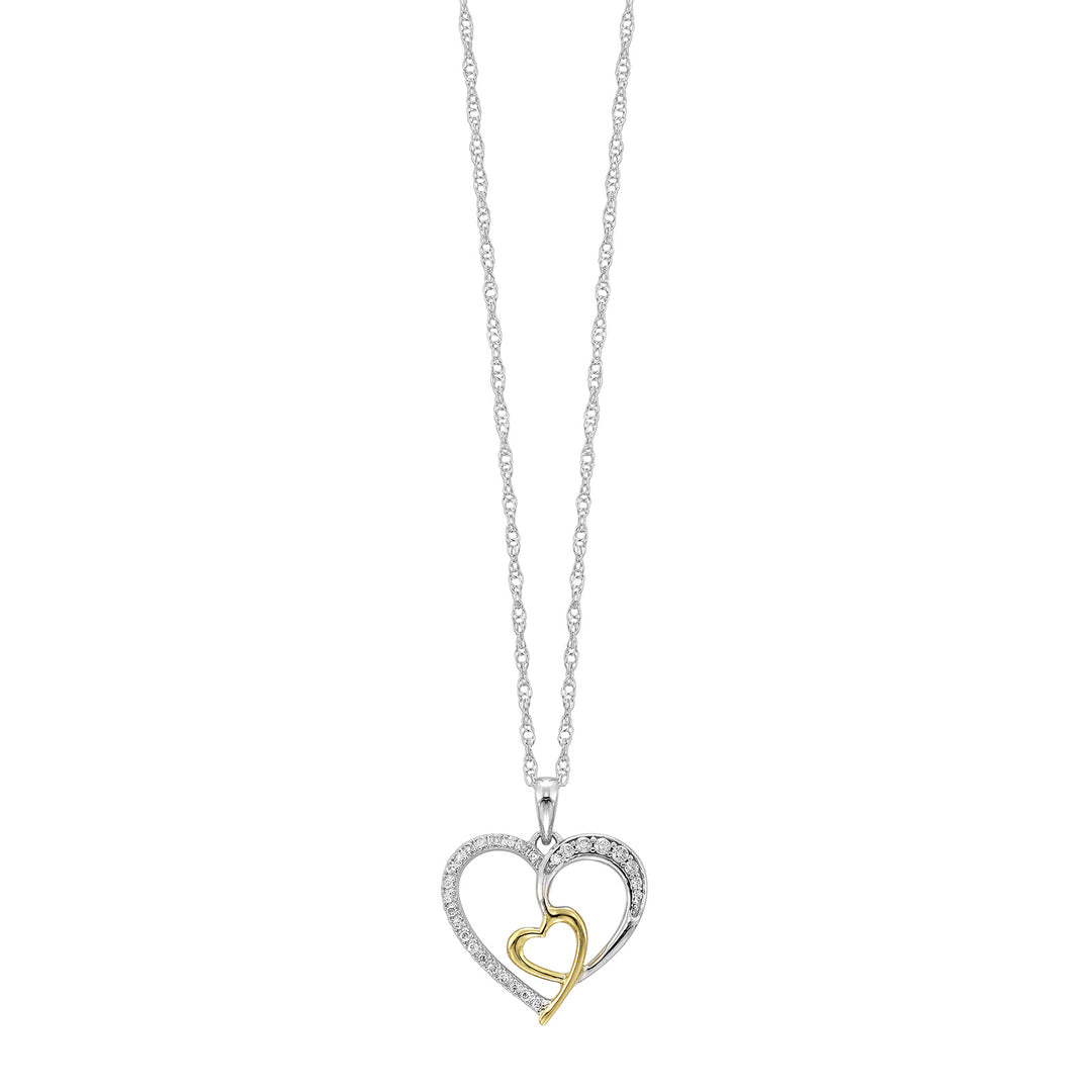 Gold Silver White Yellow Diamond 1/7Ctw Pendant