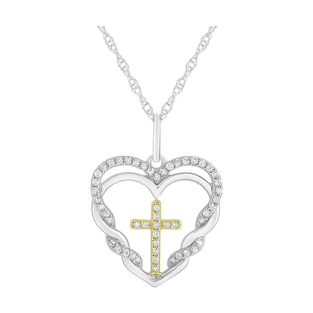 Gold Silver White Yellow Diamond 1/7Ctw Pendant