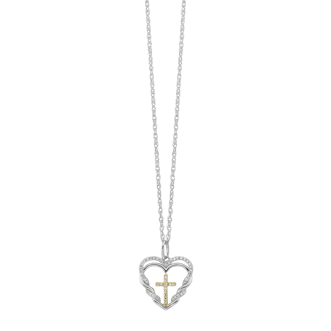 Gold Silver White Yellow Diamond 1/7Ctw Pendant