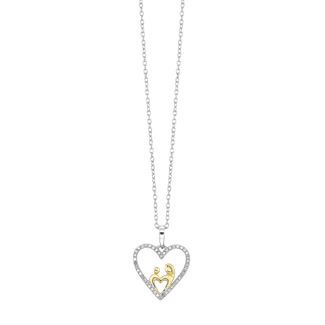 Gold Silver White Yellow Diamond 1/8Ctw Pendant
