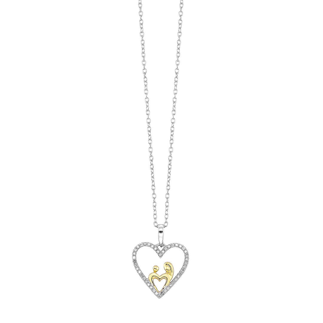 Gold Silver White Yellow Diamond 1/8Ctw Pendant