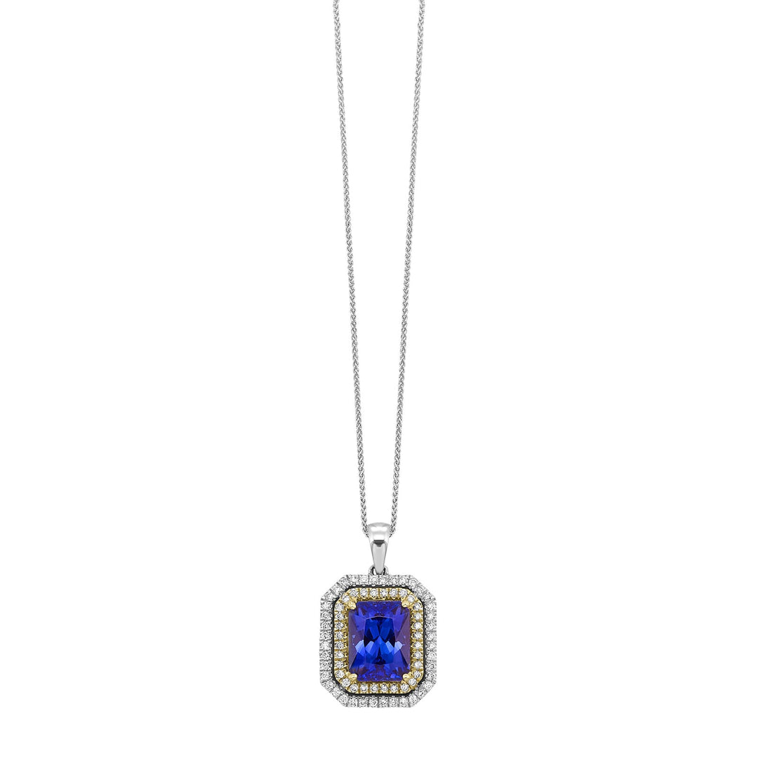14Kt White Yellow Gold Diamond 1/2Ctw & Tanzanite 4 3/8Ctw Pendant