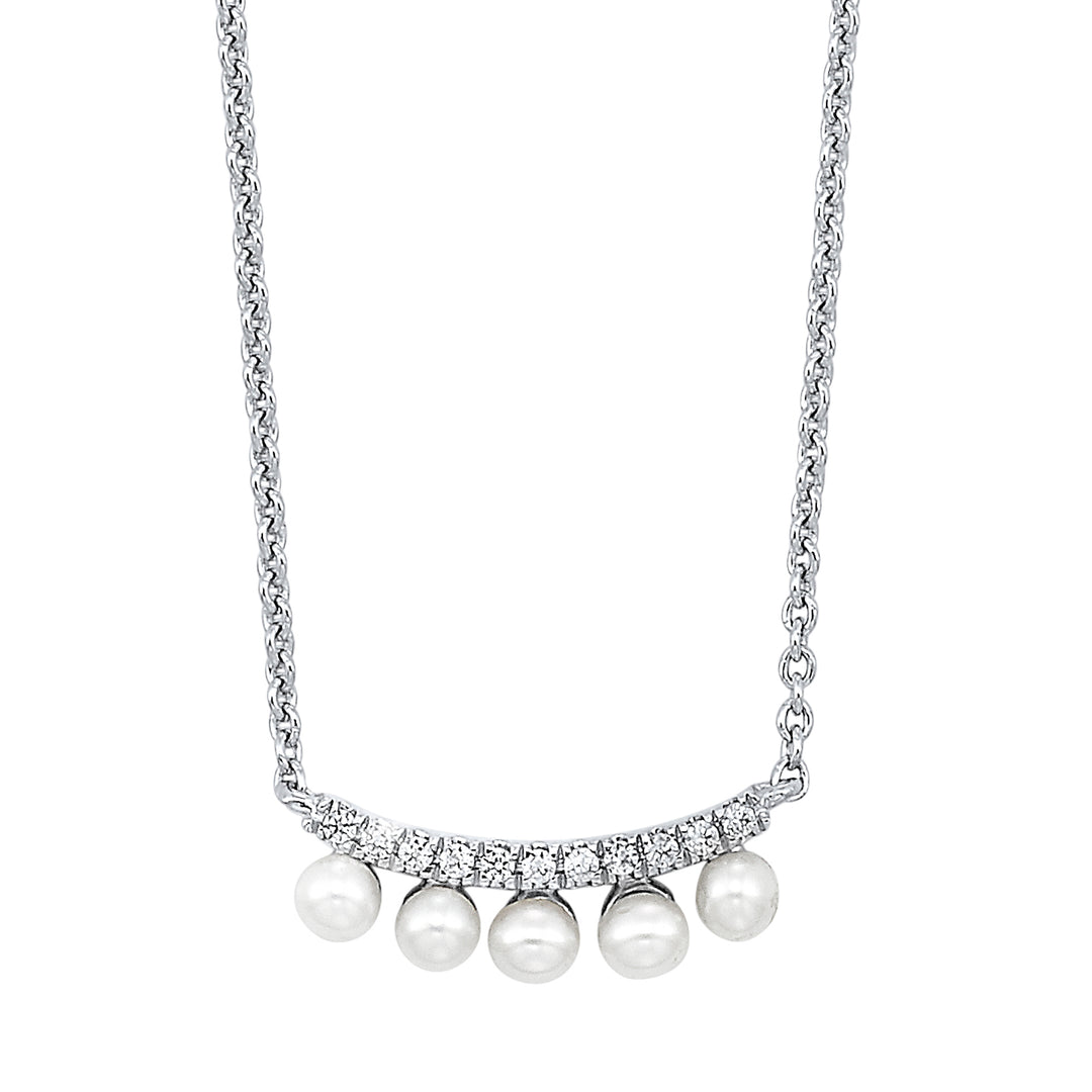 10Kt White Gold Diamond 1/20Ctw & Pearl 1/2Ctw Pendant