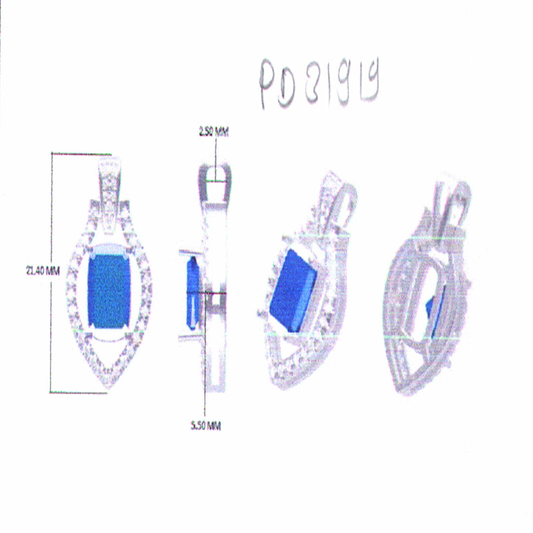 14Kt White Gold Diamond 1/4Ctw & Sapphire 2Ctw Pendant