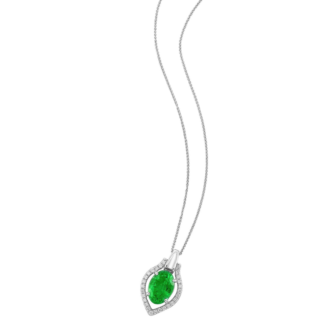 14Kt White Gold Diamond 1/4Ctw & Emerald 2 1/4Ctw Pendant