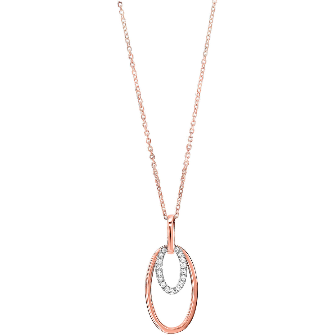 10Kt White Rose Gold Diamond 1/12Ctw Pendant