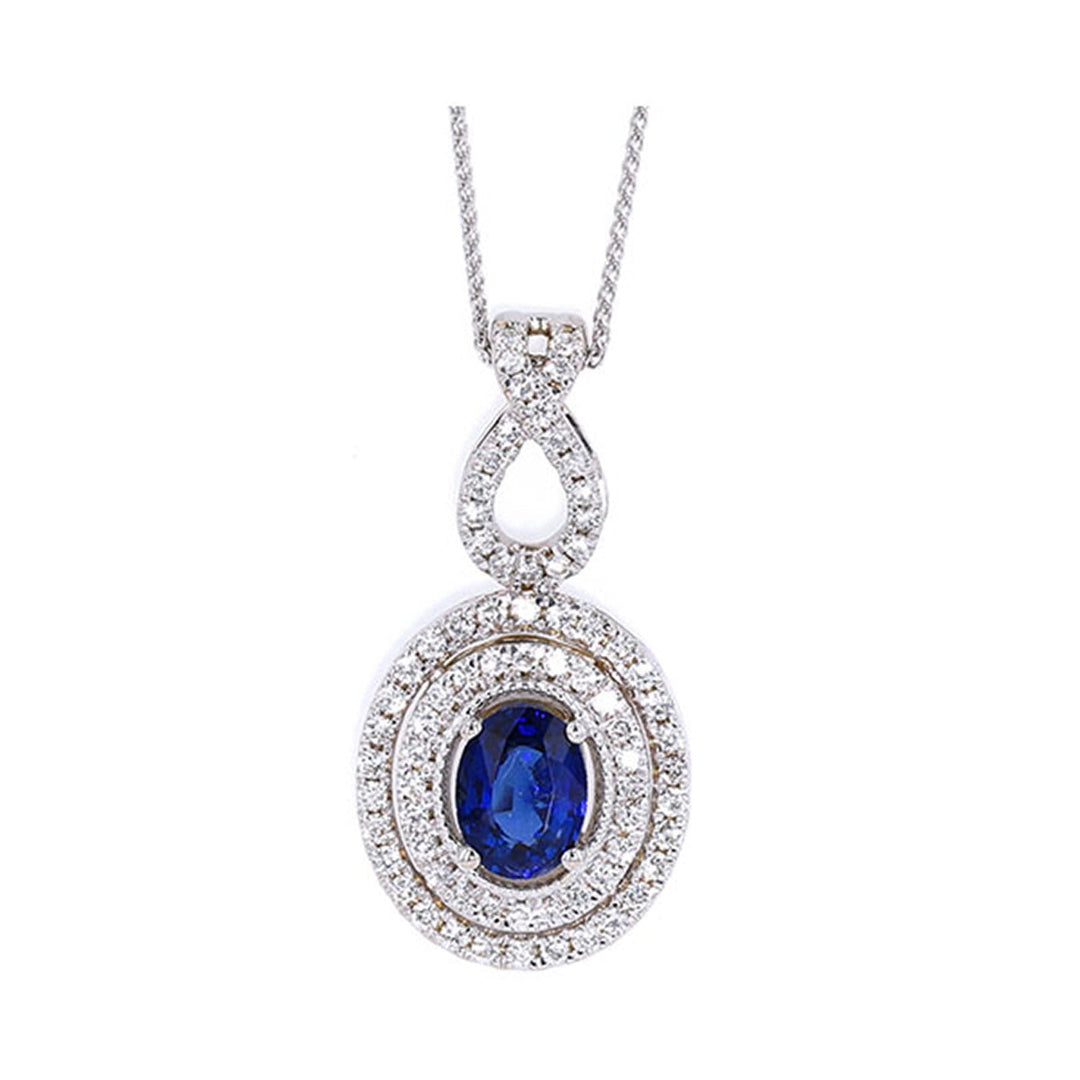 14Kt White Gold Diamond 1/2Ctw & Sapphire 1 1/3Ctw Pendant