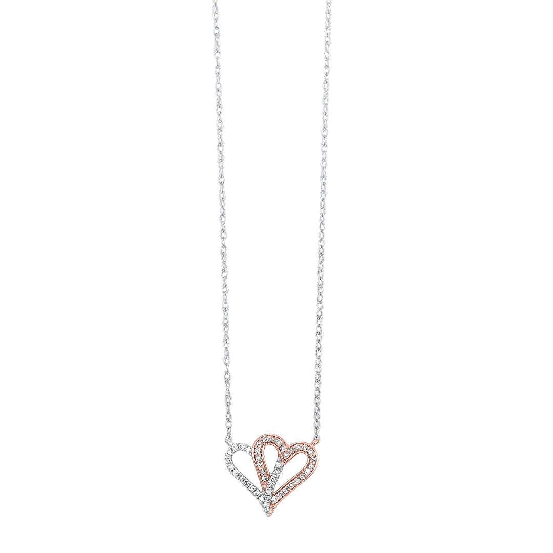 10Kt White Rose Gold Diamond 1/10Ctw Pendant