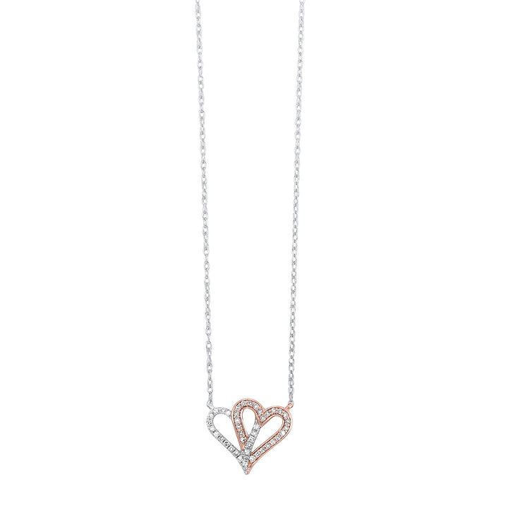 10Kt White Rose Gold Diamond 1/10Ctw Pendant
