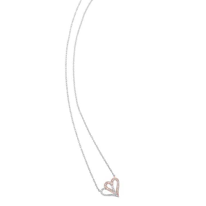 10Kt White Rose Gold Diamond 1/10Ctw Pendant