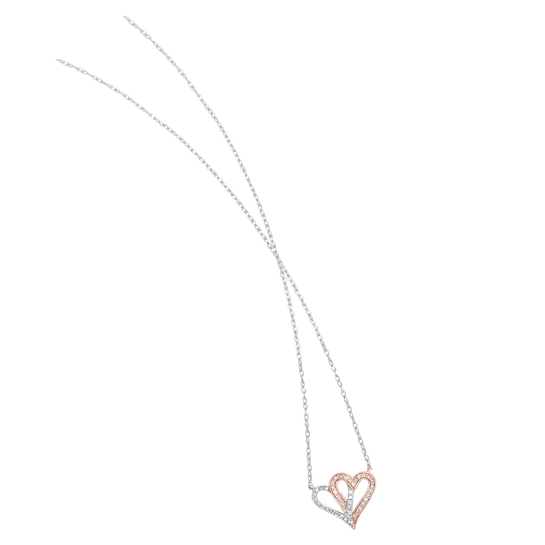10Kt White Rose Gold Diamond 1/10Ctw Pendant