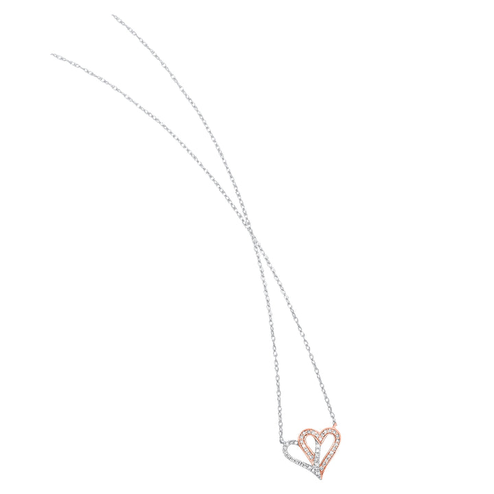 10Kt White Rose Gold Diamond 1/10Ctw Pendant