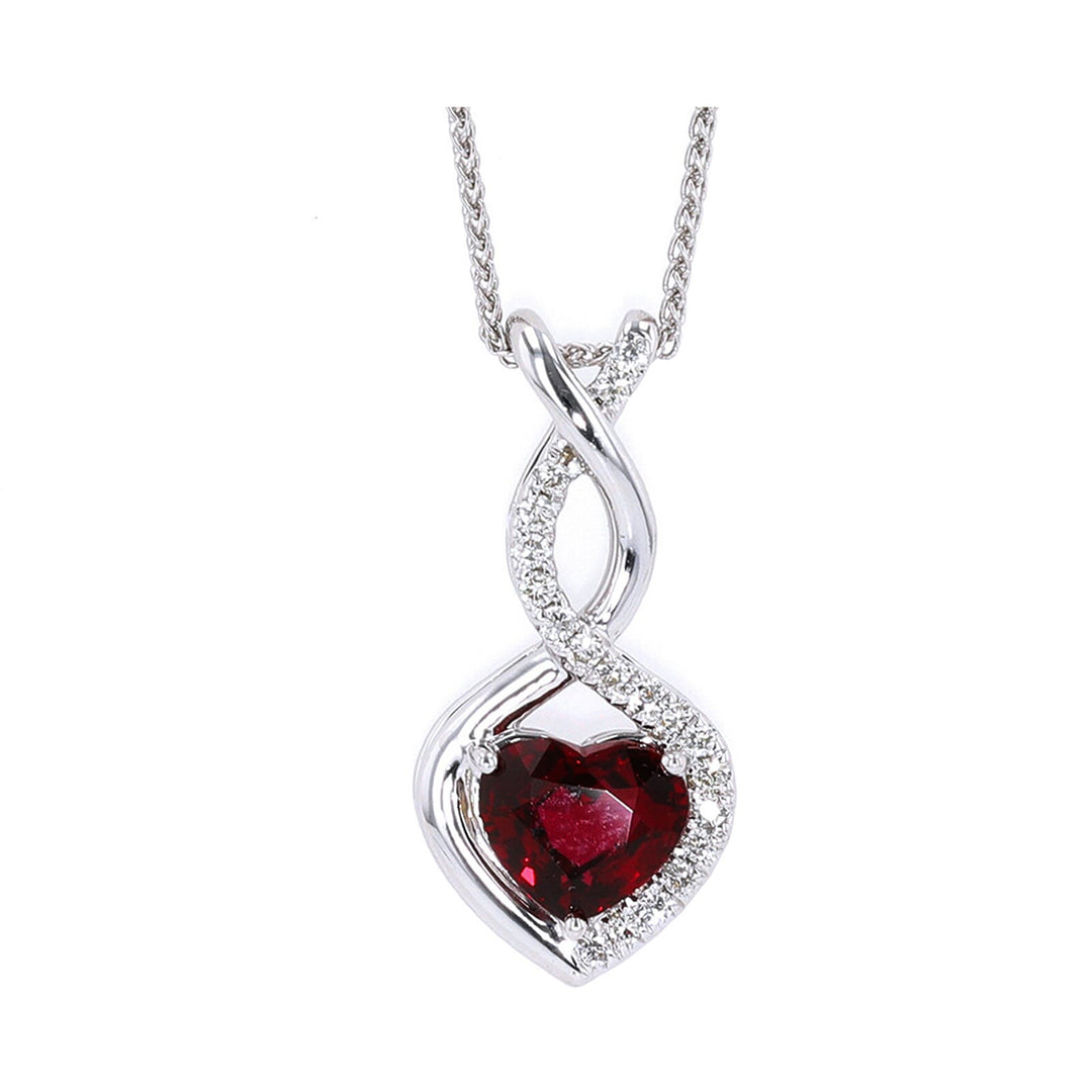 14Kt White Gold Diamond 1/10Ctw & Ruby 1Ctw Pendant