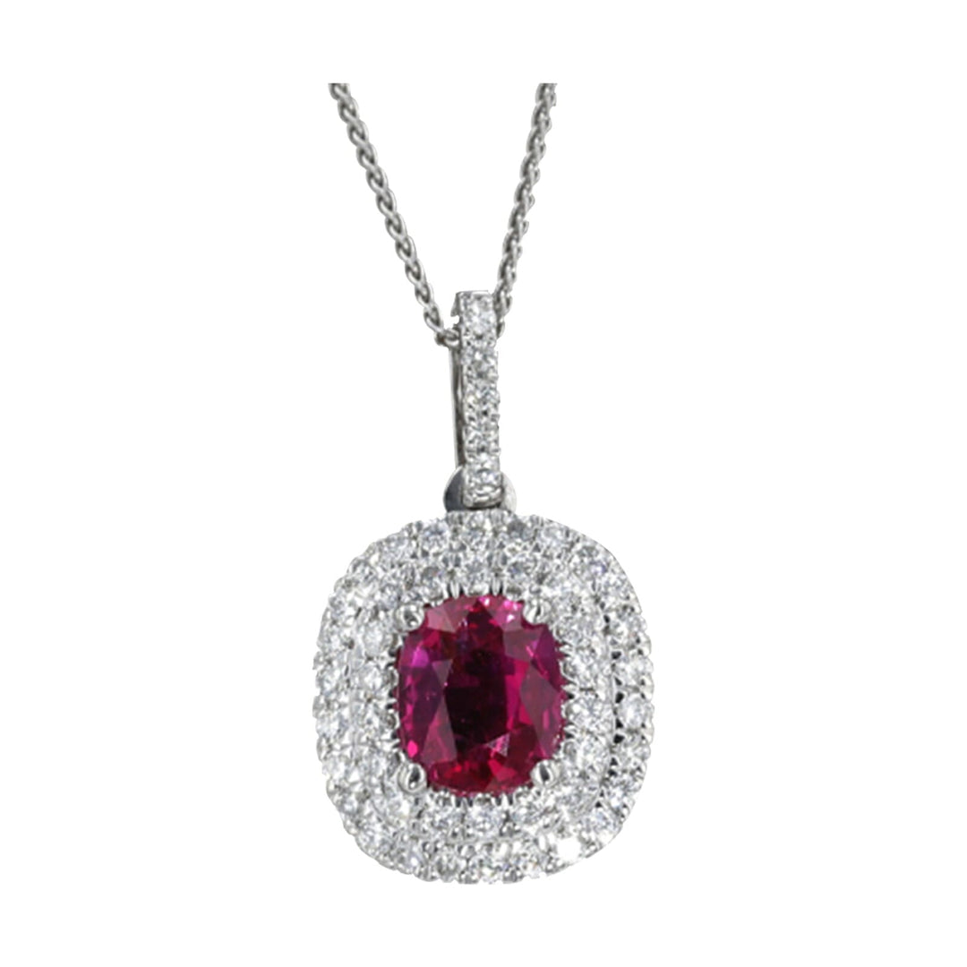 14Kt White Gold Diamond 3/8Ctw & Ruby 1 1/4Ctw Pendant