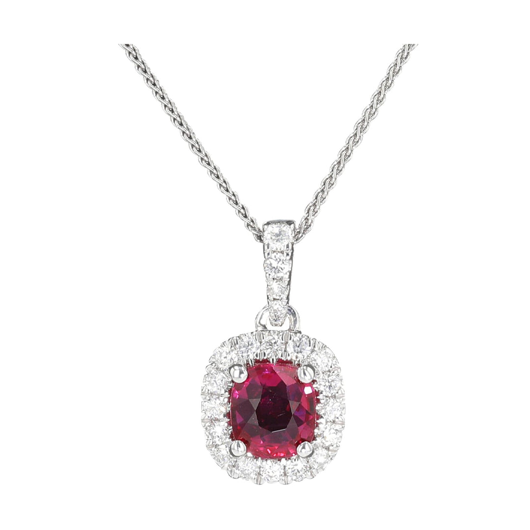 14Kt White Gold Diamond 1/4Ctw & Ruby 1Ctw Pendant