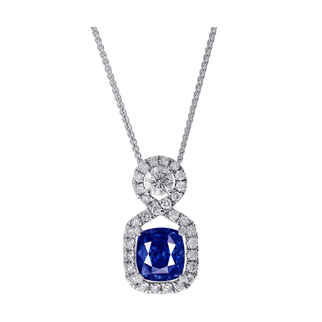 14Kt White Gold Diamond 3/8Ctw & Sapphire 1 1/2Ctw Pendant