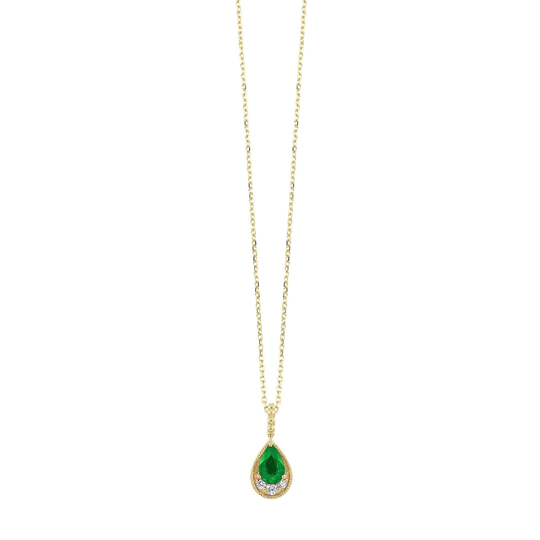 14Kt Yellow Gold Diamond 1/20Ctw & Emerald 1/2Ctw Pendant