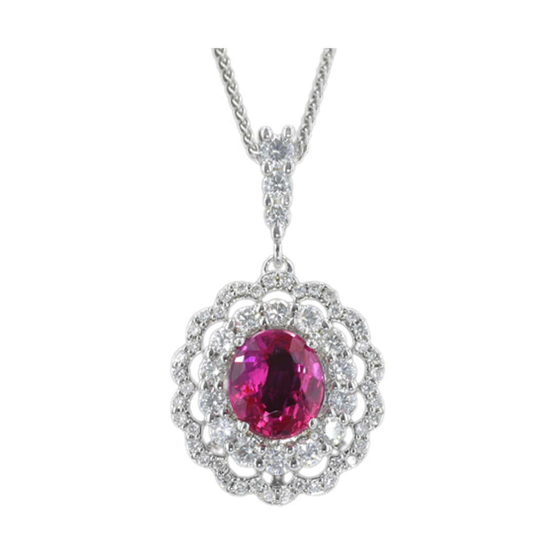 14Kt White Gold Diamond 1/2Ctw & Ruby 1Ctw Pendant