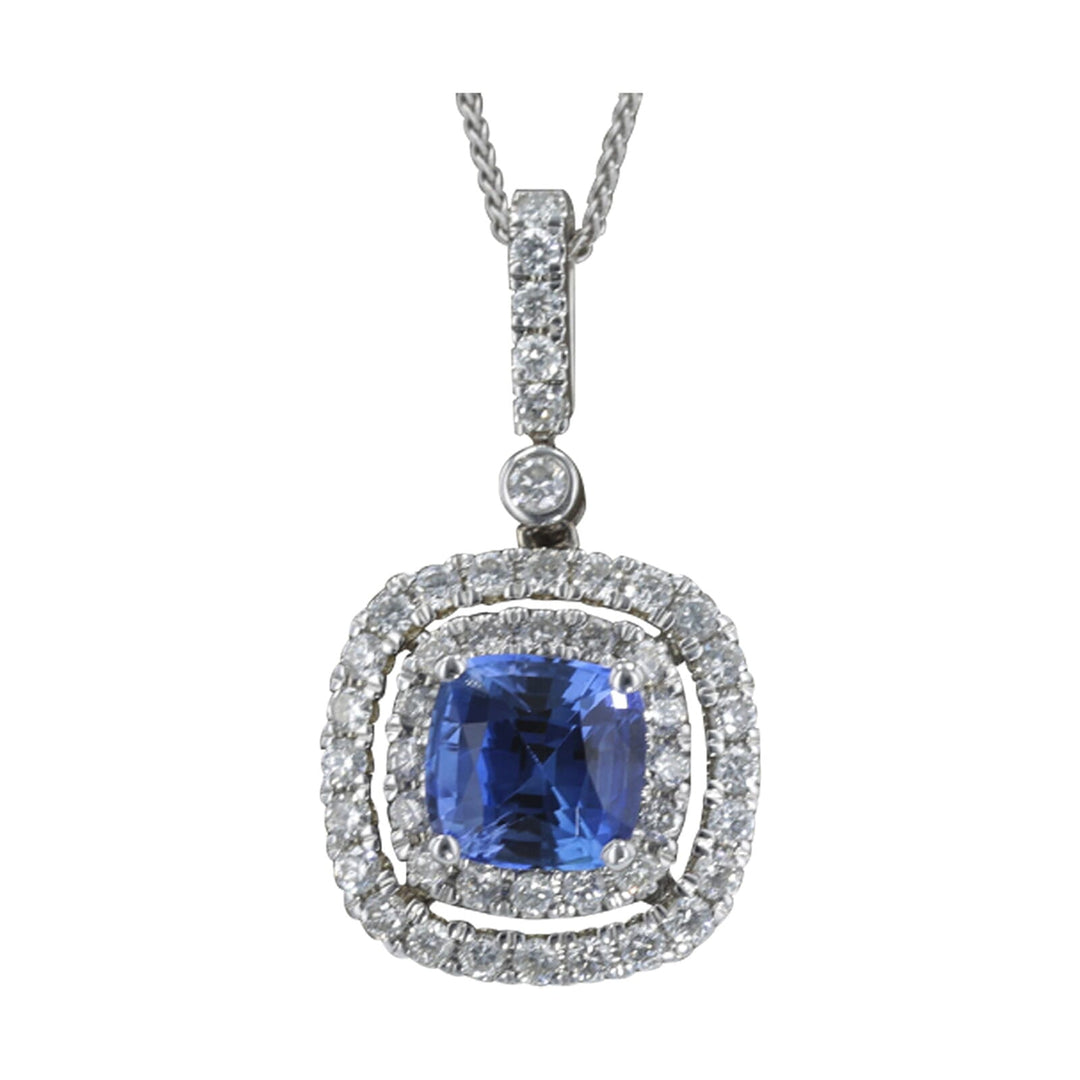 14Kt White Gold Diamond 5/8Ctw & Sapphire 1 7/8Ctw Pendant