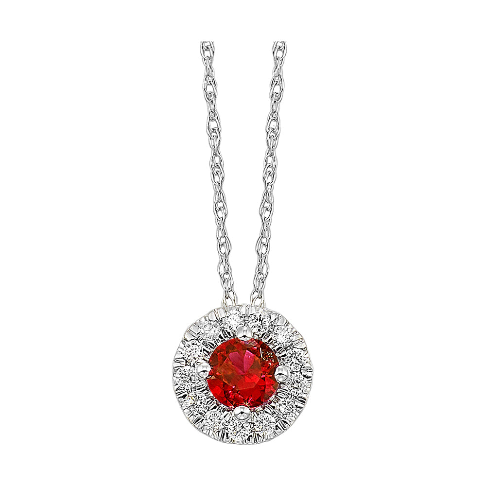 10Kt White Gold Diamond 1/10Ctw & Garnet 1/3Ctw Pendant