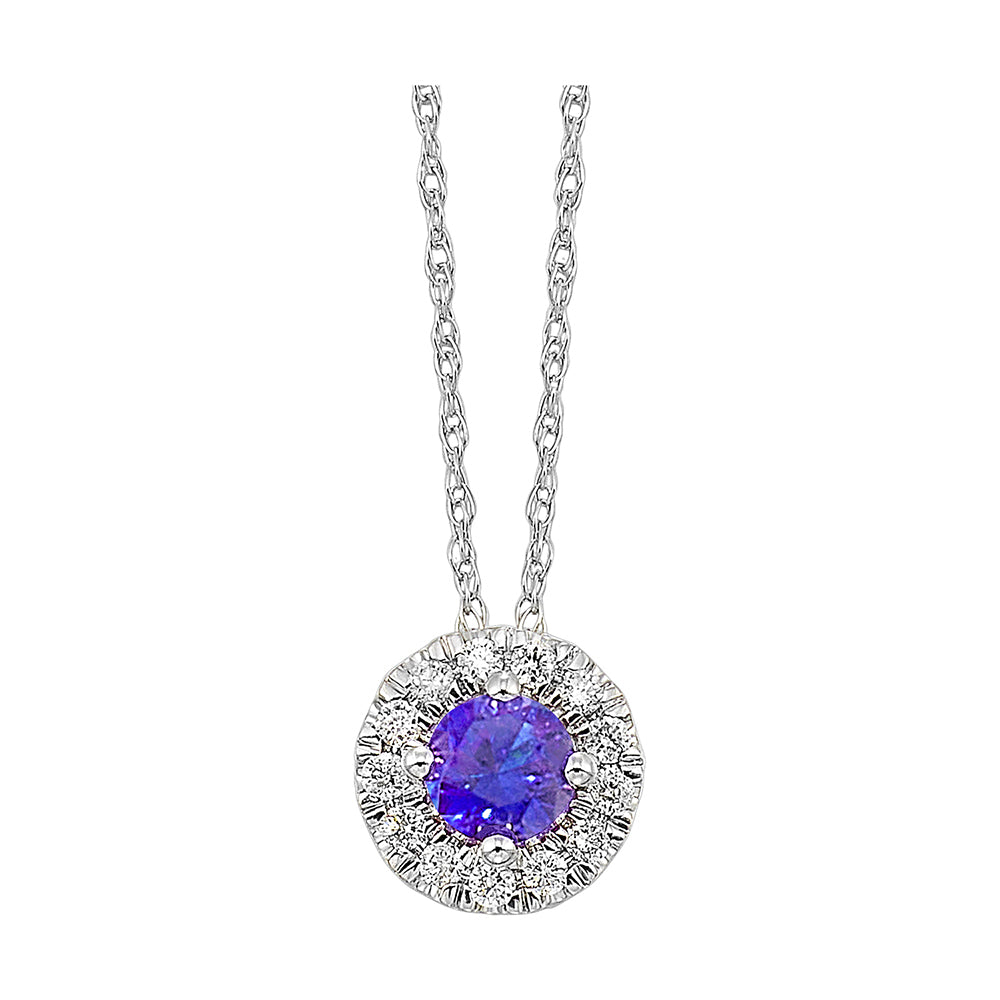 10Kt White Gold Diamond 1/10Ctw & Syn Alexandrite 1/3Ctw Pendant