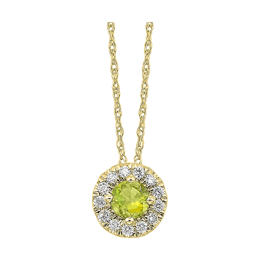 10Kt Yellow Gold Diamond 1/10Ctw & Peridot 1/3Ctw Pendant