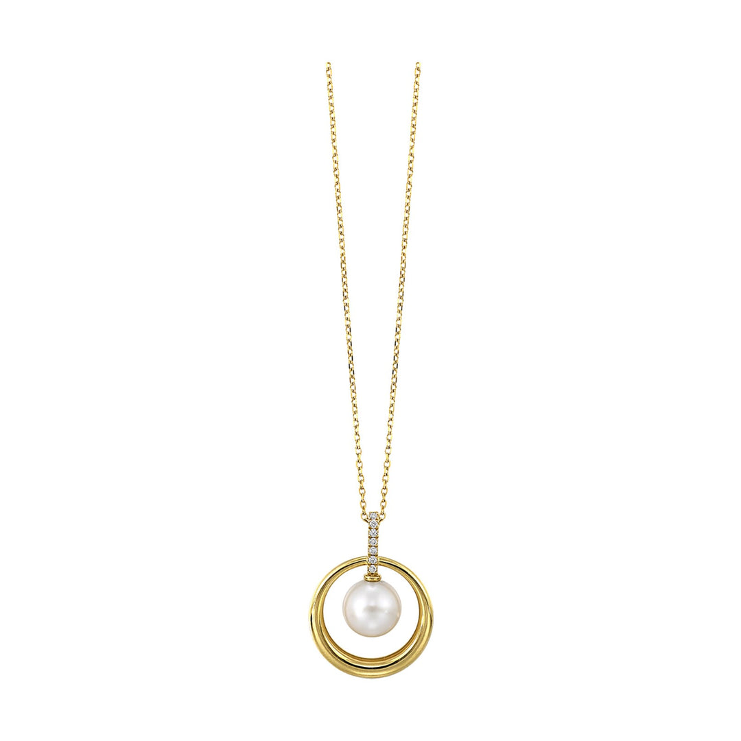 14Kt Yellow Gold Diamond 1/50Ctw & Pearl Pendant