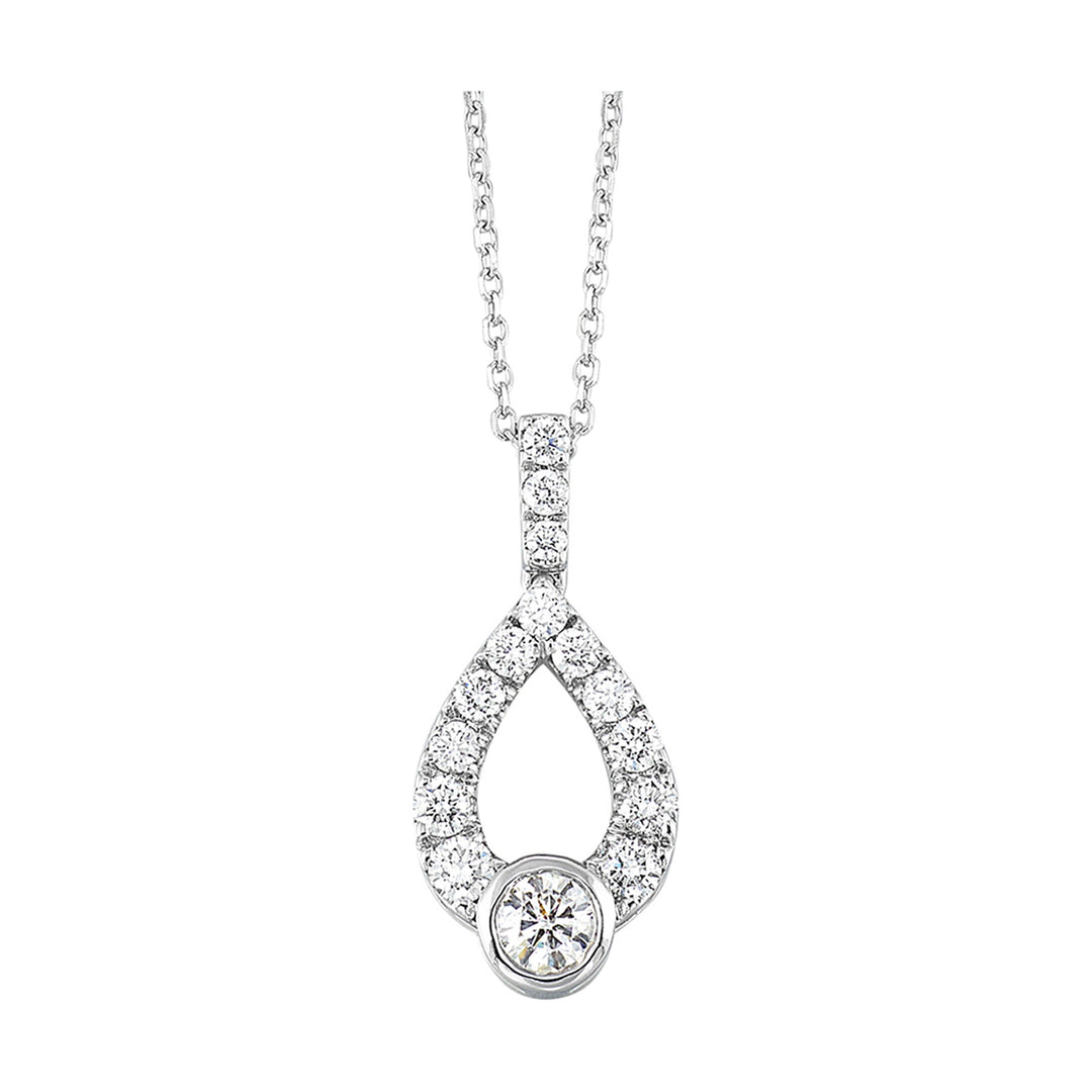 Silver White Diamond 1/5Ctw Pendant