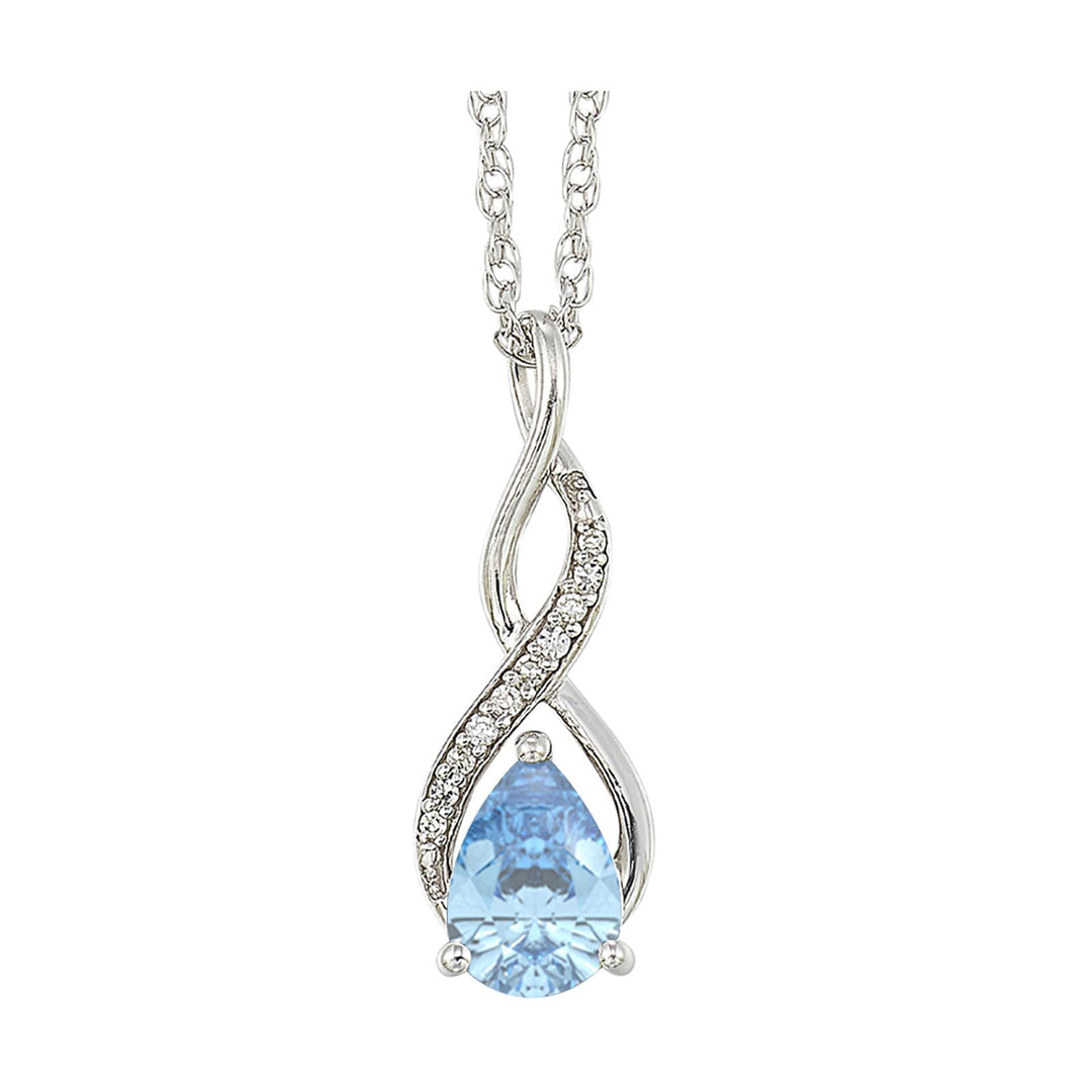 Silver Diamond 1/20Ctw & Blue Topaz 5/6Ctw Pendant