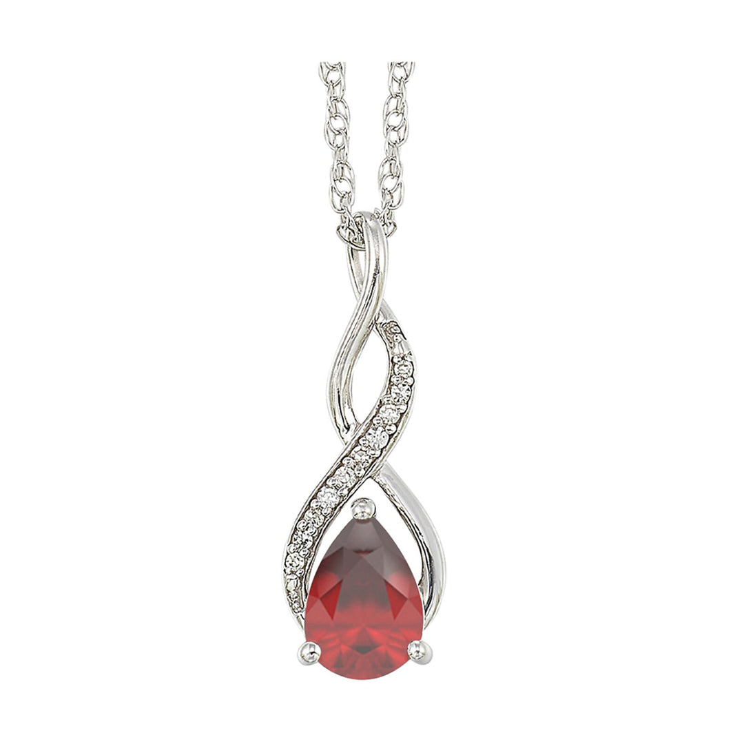 Silver Diamond 1/20Ctw & Garnet 5/6Ctw Pendant