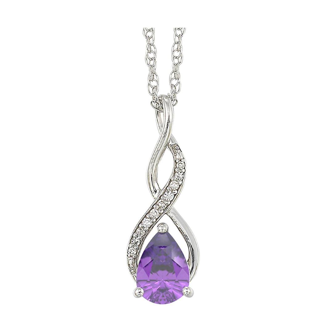 Silver Diamond 1/20Ctw & Amethyst 5/6Ctw Pendant