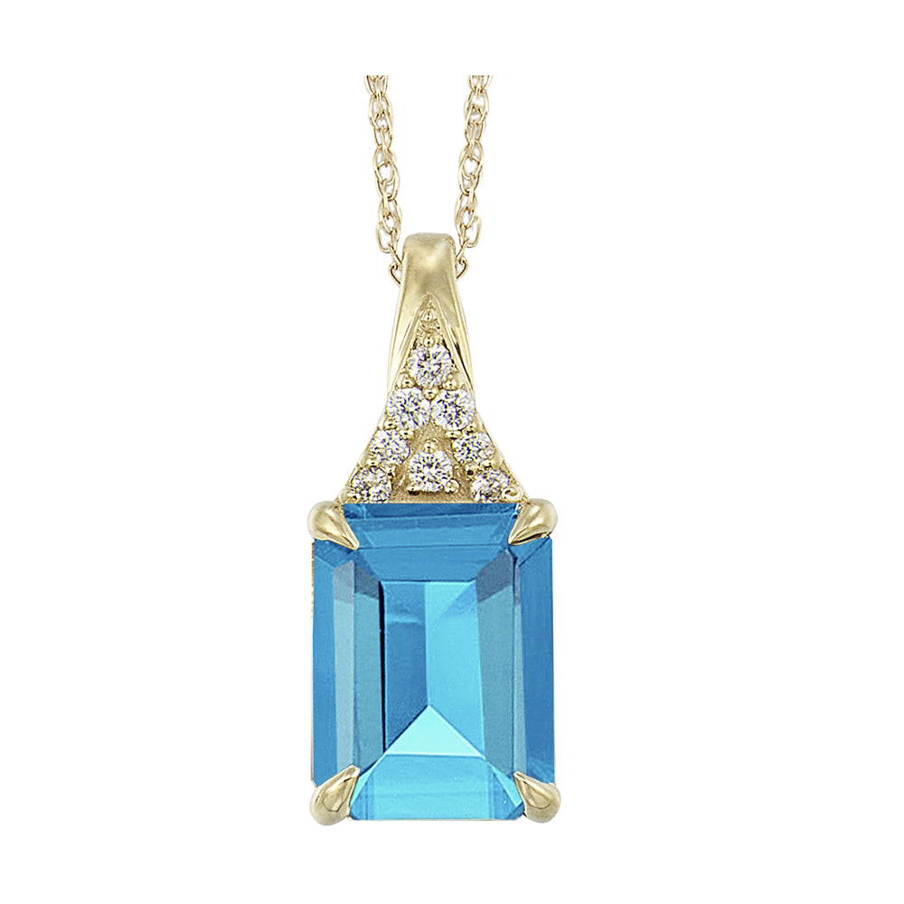 10Kt Yellow Gold Diamond 1/20Ctw & Blue Topaz 2 3/4Ctw Pendant