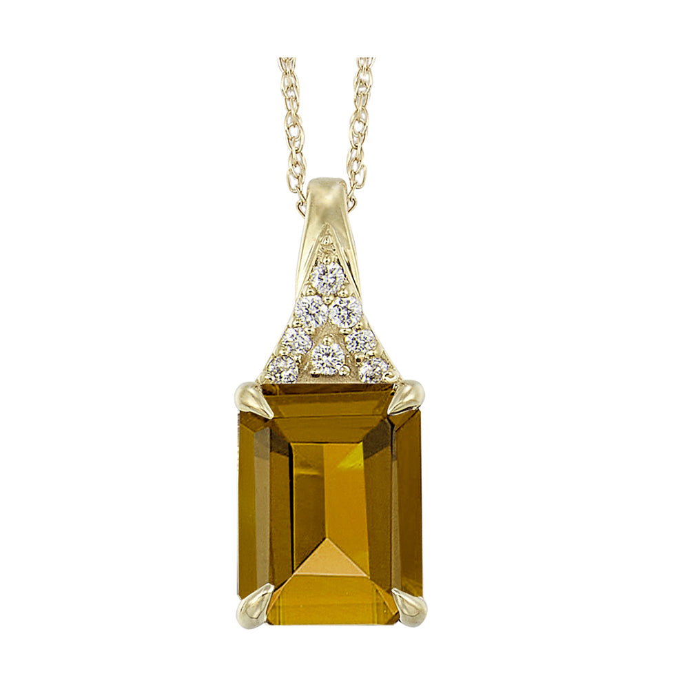 10Kt Yellow Gold Diamond 1/20Ctw & Citrine 2 3/4Ctw Pendant