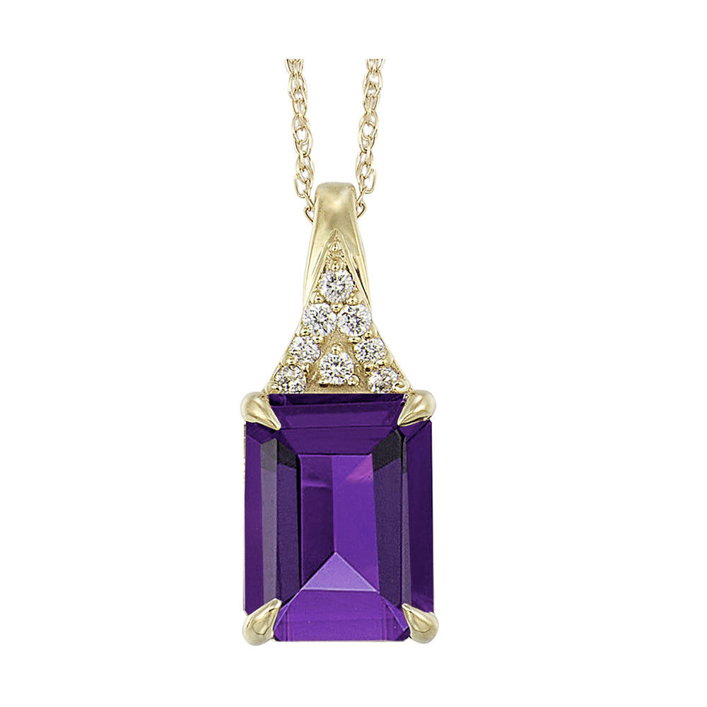 10Kt Yellow Gold Diamond 1/20Ctw & Amethyst 2 3/4Ctw Pendant