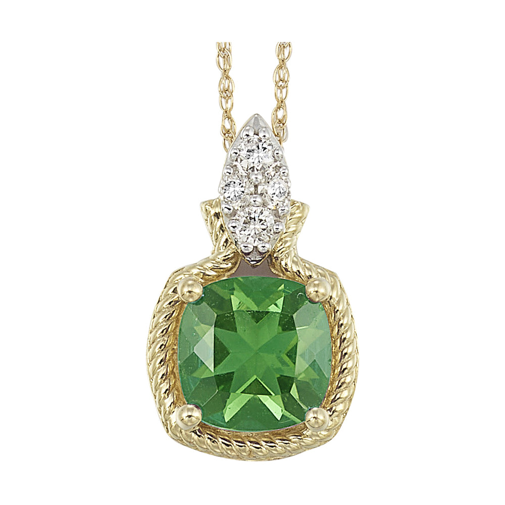 10Kt Yellow Gold Diamond 1/10Ctw & Peridot 1 1/2Ctw Pendant