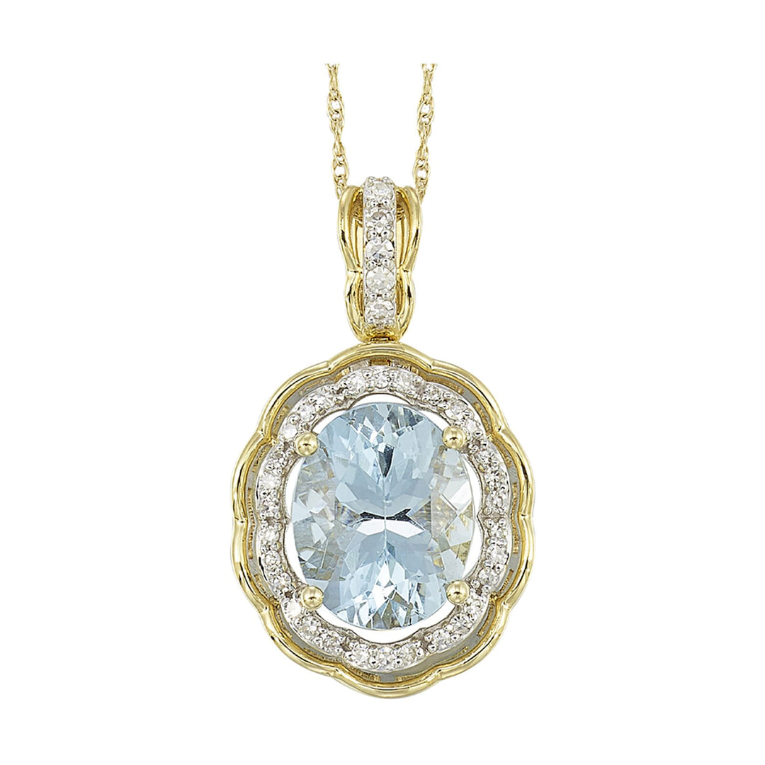 14Kt Yellow Gold Diamond 1/7Ctw & Blue Topaz 2 3/8Ctw Pendant