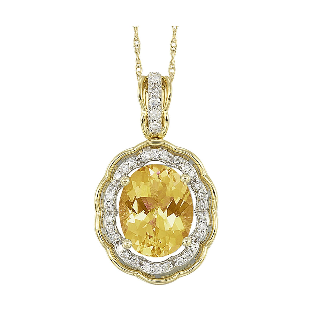 14Kt Yellow Gold Diamond 1/7Ctw & Citrine 2 3/8Ctw Pendant