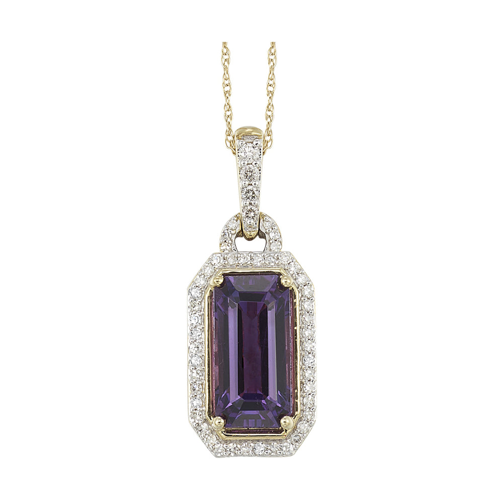 14Kt Yellow Gold Diamond 1/4Ctw & Amethyst 3 1/7Ctw Pendant