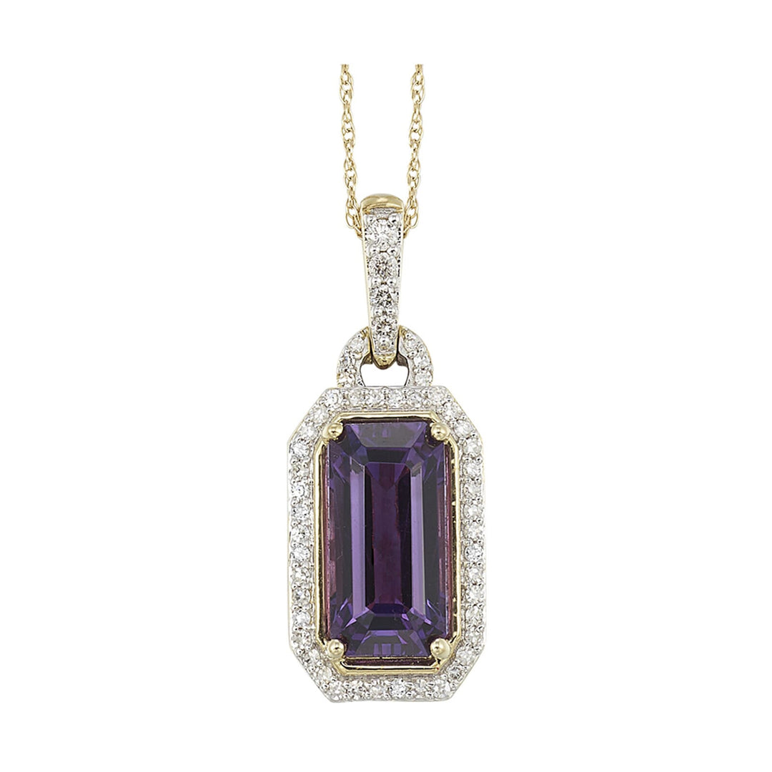 14Kt Yellow Gold Diamond 1/4Ctw & Amethyst 3 1/7Ctw Pendant
