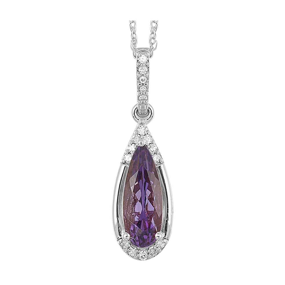 14Kt White Gold Diamond 1/15Ctw & Amethyst 1 3/8Ctw Pendant