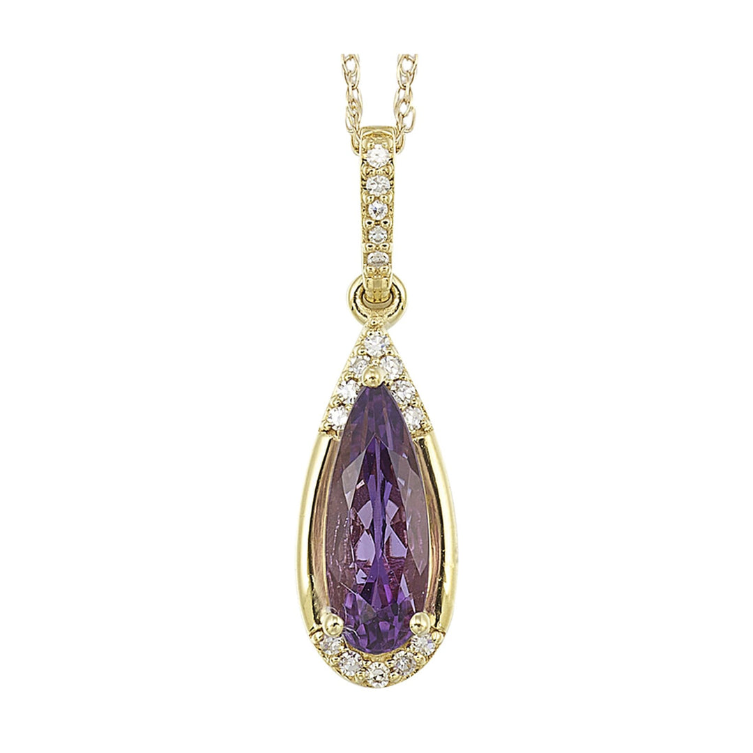 14Kt Yellow Gold Diamond 1/15Ctw & Amethyst 1 3/8Ctw Pendant