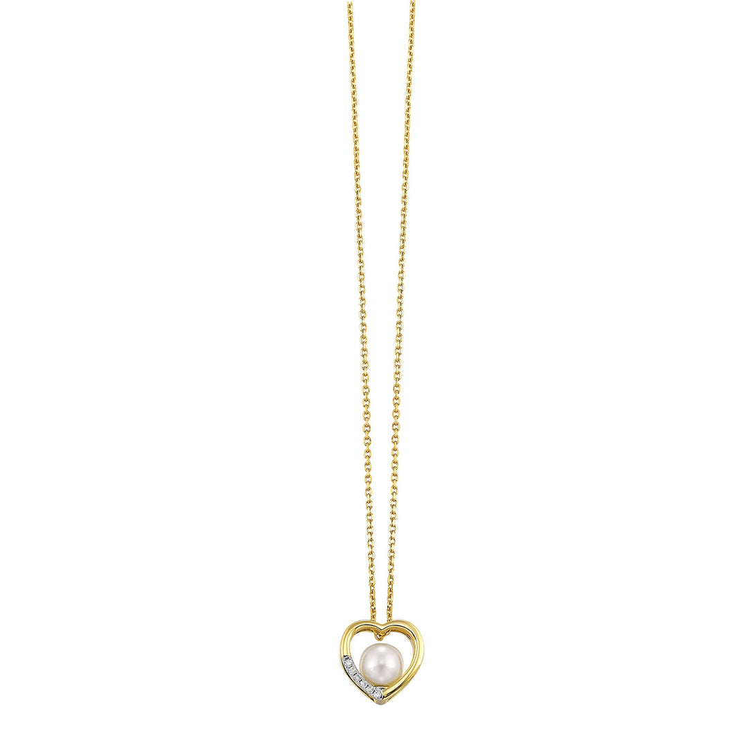 14Kt Yellow Gold Diamond 1/50Ctw & Pearl Pendant