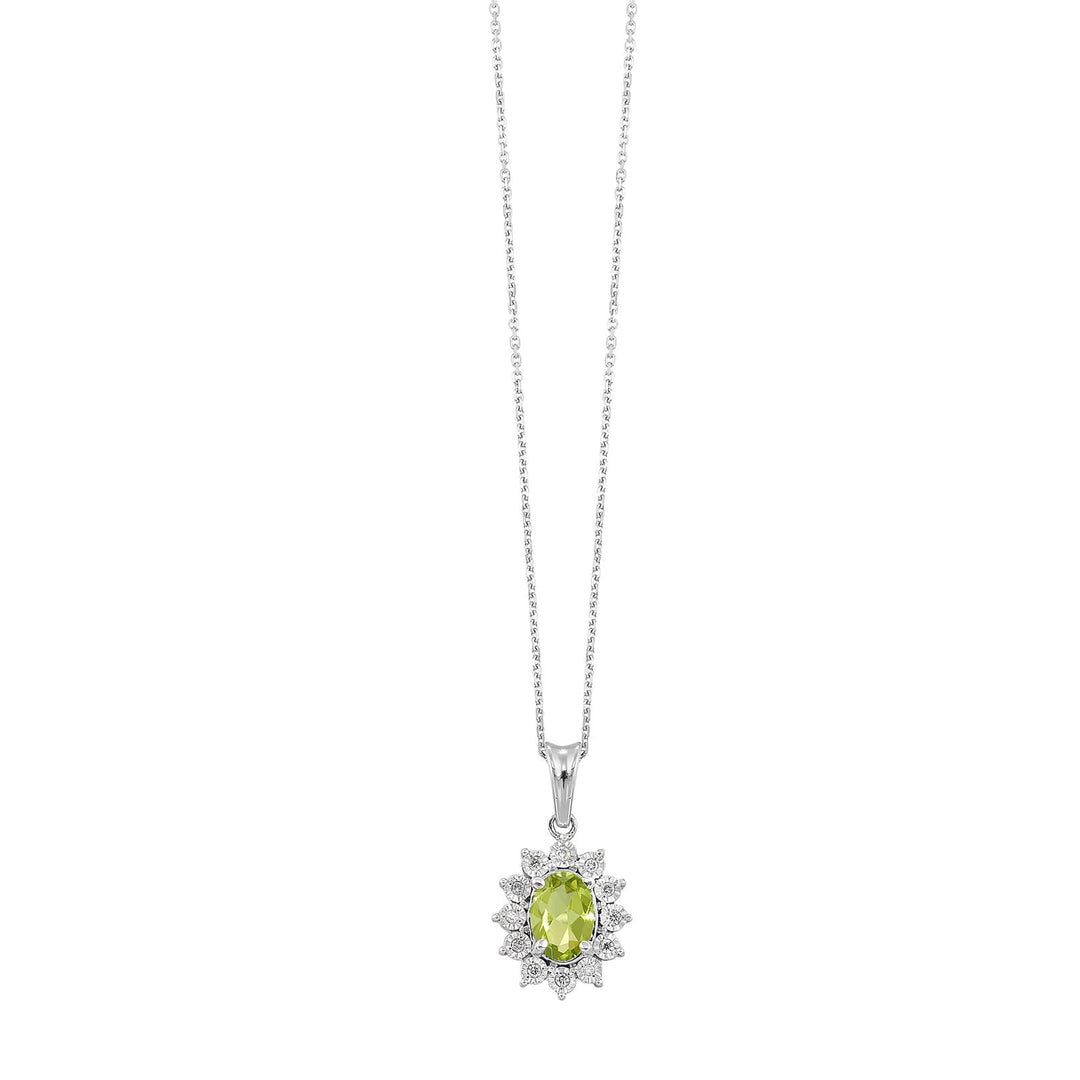 Silver Diamond 1/20Ctw & Peridot 1Ctw Pendant