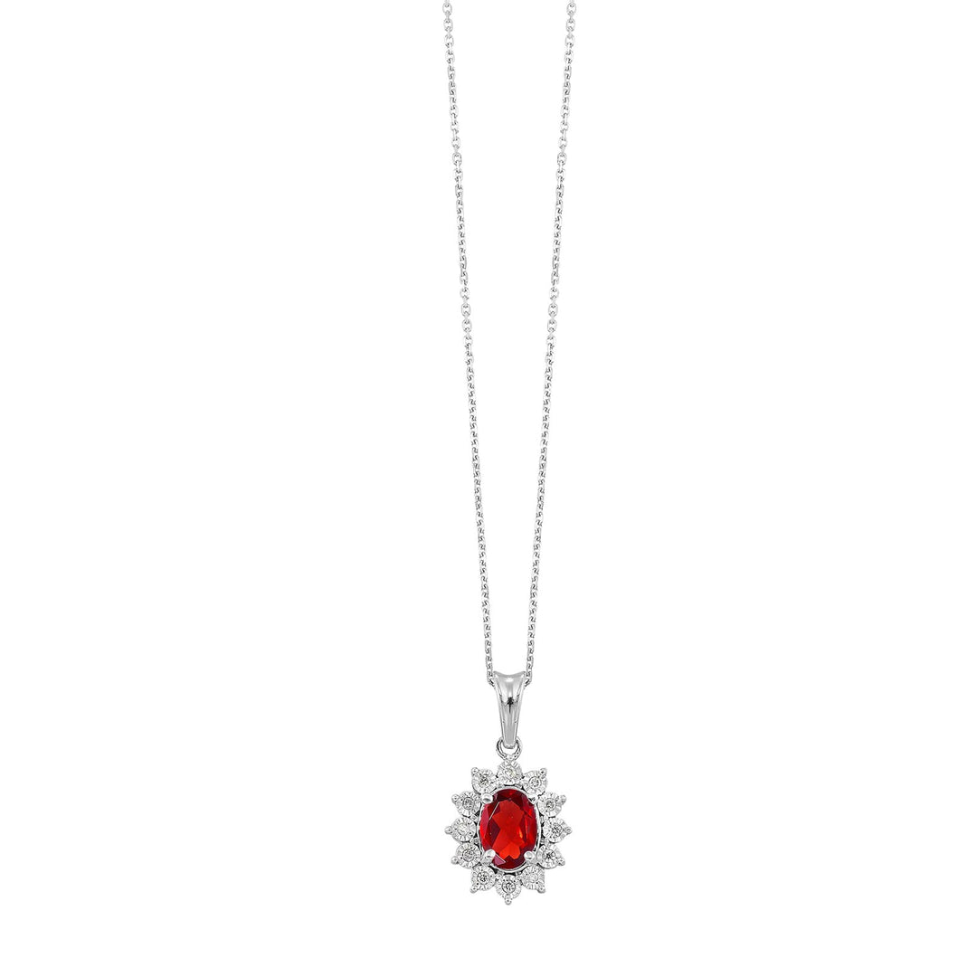 Silver Diamond 1/20Ctw & Garnet 1Ctw Pendant