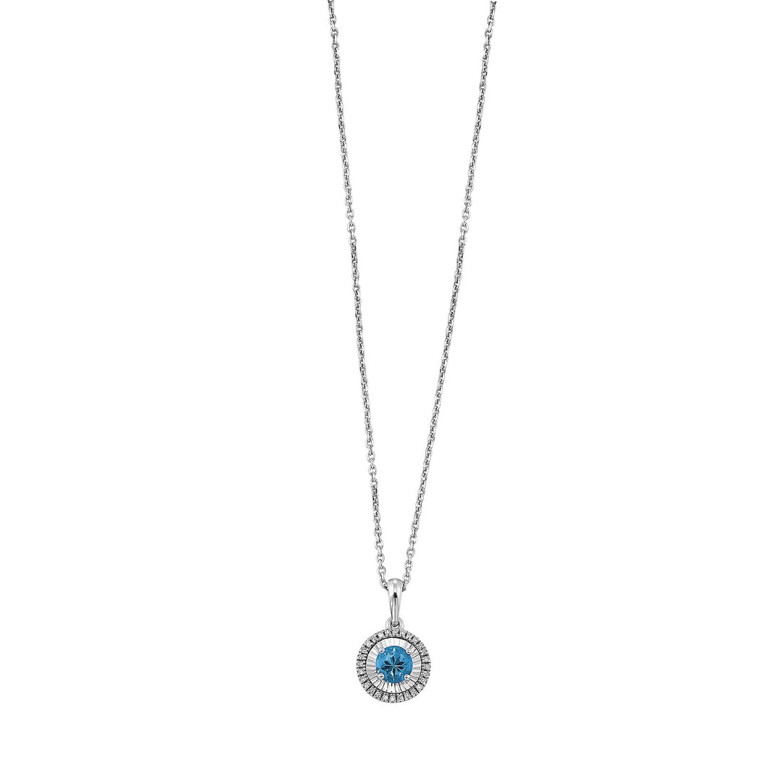 10Kt White Gold Diamond 1/25Ctw & Blue Topaz 1/3Ctw Pendant