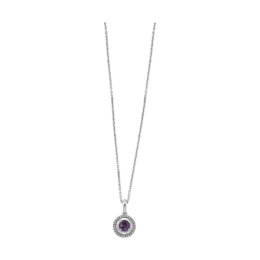 10Kt White Gold Diamond 1/25Ctw & Syn Alexandrite 1/3Ctw Pendant