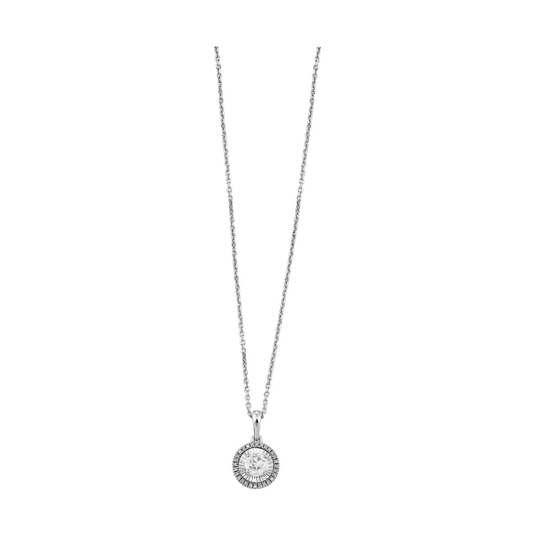 10Kt White Gold Diamond 1/25Ctw & White Topaz 1/3Ctw Pendant